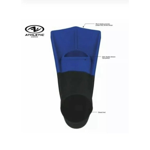 NEW Athletic Works Adult Blue Travel Training Fins Large 9-11 Men's 10-12 Womans - Picture 2 of 2